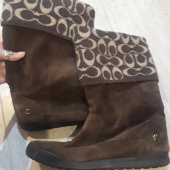 Adorable Coach Tatum leather and wool boots